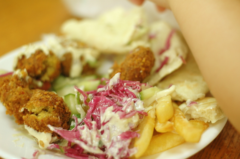 Falafel Sandwich in the Old City of Jerusalem Falafel Sandwich in the Old City of Jerusalem