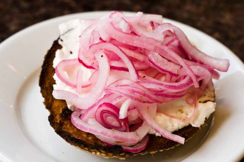 Bagel and Cream Cheese with Pickled Onions Bagel and Cream Cheese with Pickled Onions