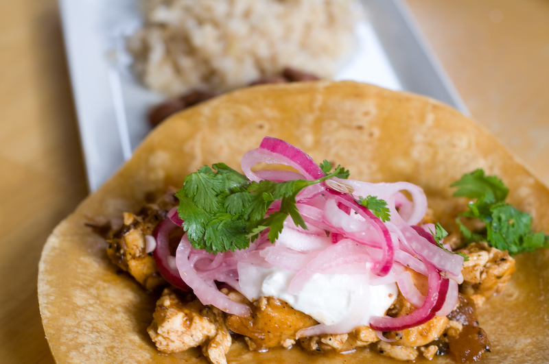 Adobo Tofu Taco with Pickled Onions Adobo Tofu Taco with Pickled Onions