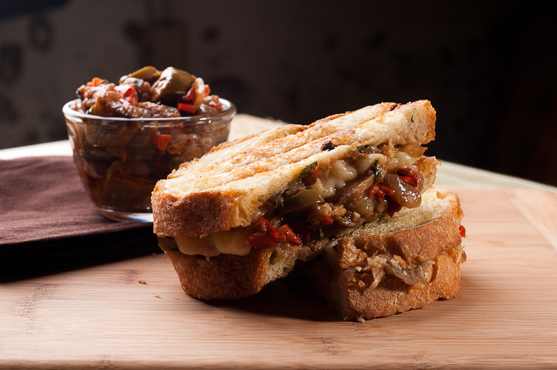 Spicy Caponata Panini with Mama Lil's Pickled Peppers