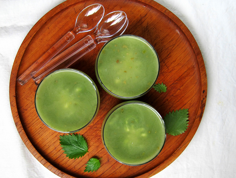Stinging nettle soup made in the pressure cooker