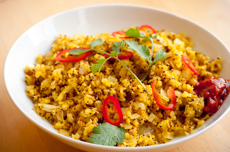 Poha with Coconut and Cashews