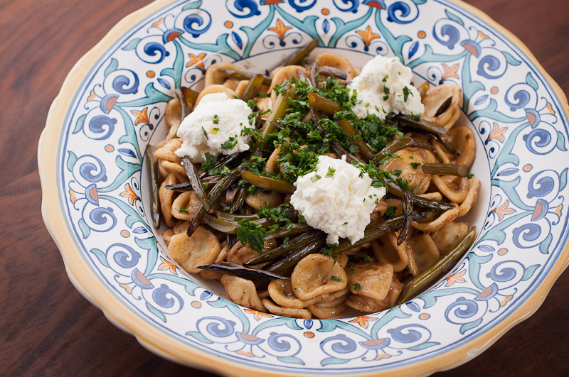 Orecchiette with Garlic Scapes, Ricotta, and Gremolata