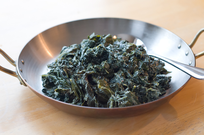 Saag with Collards and Kale (Indian style long-cooked greens)